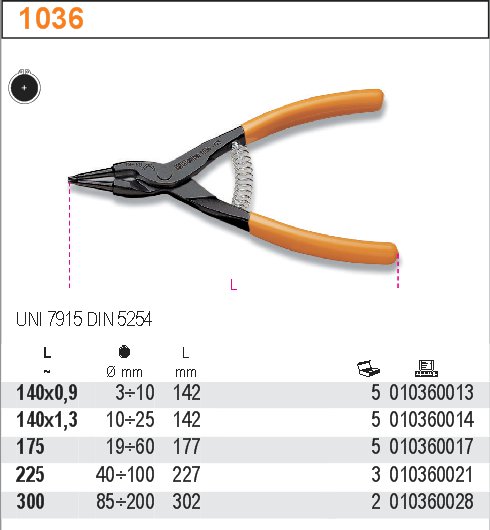 KLEŠTĚ NA POJISTNÉ KROUŽKY VNĚJŠÍ SEGERA-MODEL 1036 225MM