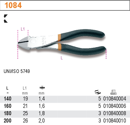 KLEŠTĚ ŠTÍPACÍ BOČNÍ-MODEL 1084 180MM