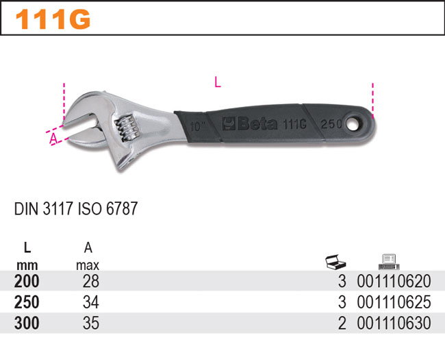 NASTAVITELNÝ KLÍČ PLOCHÝ-MODEL 111G 250 MM, CHROMOVANÝ