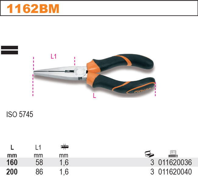 KLEŠTĚ PLOCHÉ-MODEL 1162BM QUALITY BM 160MM