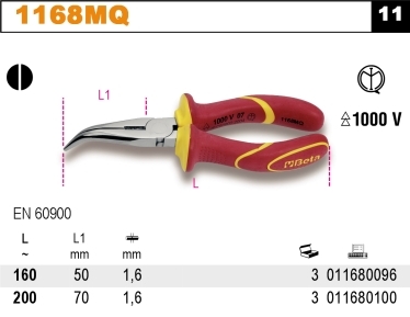 KLEŠTĚ PŮLKULATÉ VYHNUTÉ-MODEL 1168MQ200 200MM PRO 1000V
