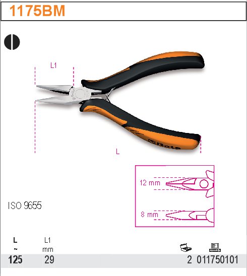 KLEŠTĚ PŮLKULATÉ PRO ELEKTROTECHNIKY-MODEL 1175BM 125MM