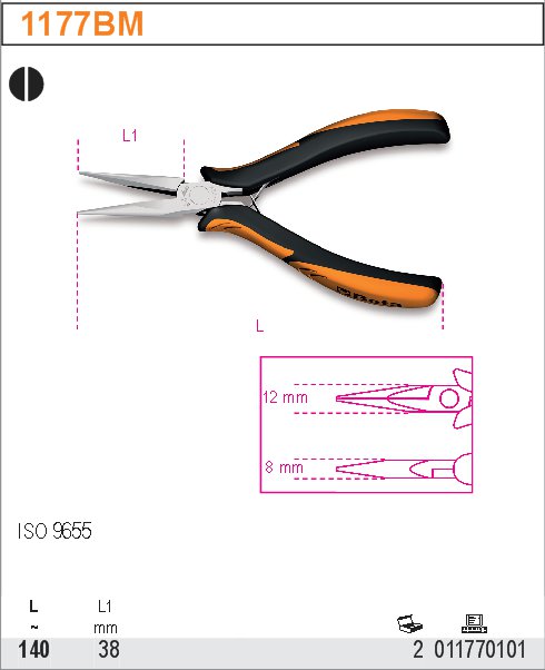 KLEŠTĚ PŮLKULATÉ PRO ELEKTROTECHNIKY-MODEL 1177BM 140MM