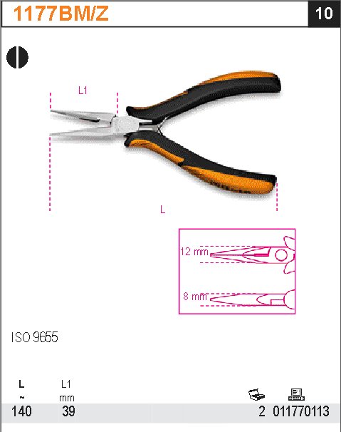 KLEŠTĚ PŮLKULATÉ PRO ELEKTROTECHNIKY-MODEL 1177BM/Z 140MM