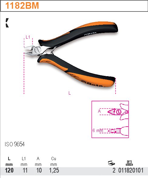 KLEŠTĚ ŠTÍPACÍ BOČNÍ PRO ELEKTROTECHNIKY-MODEL 1182BM 120MM