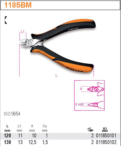 KLEŠTĚ ŠTÍPACÍ BOČNÍ PRO ELEKTROTECHNIKY-MODEL 1185BM 130MM
