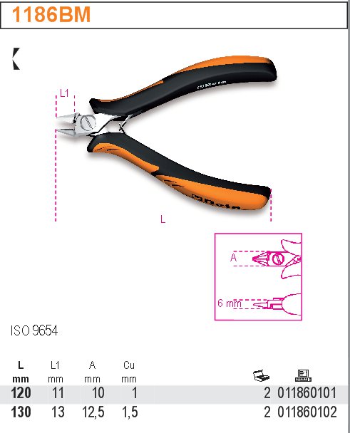 KLEŠTĚ ŠTÍPACÍ BOČNÍ PRO ELEKTROTECHNIKY-MODEL 1186BM 120MM
