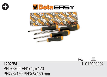 SADA ŠROUBOVÁKŮ KŘÍŽOVÝCH EASY-MODEL 1202/S4 4 KS  PH 0-1-2-3