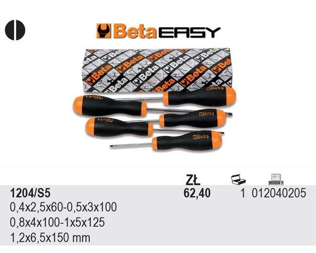 SADA ŠROUBOVÁKŮ PLOCHÝCH ÚZKÝCH EASY-MODEL 1204/S5 5 KS