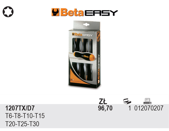 SADA ŠROUBOVÁKŮ EASY PROFIL TORX-MODEL 120TX/D7 7 KS
