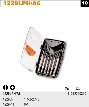 SADA ŠROUBOVÁKŮ PRECIZNÍCH -MODEL 1229LPH/A6 6 KS1229LP 1.4 - 2.0 - 2.4 - 3 + 1229PH 0 - 1 V KRABIČCE Z PVC