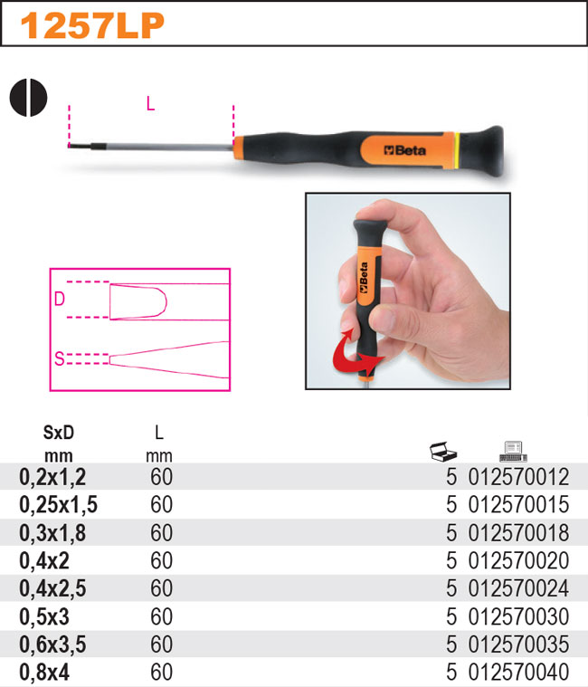 ŠROUBOVÁK PRECIZNÍ PLOCHÝ-MODEL 1257LP 0,25X1,5MM