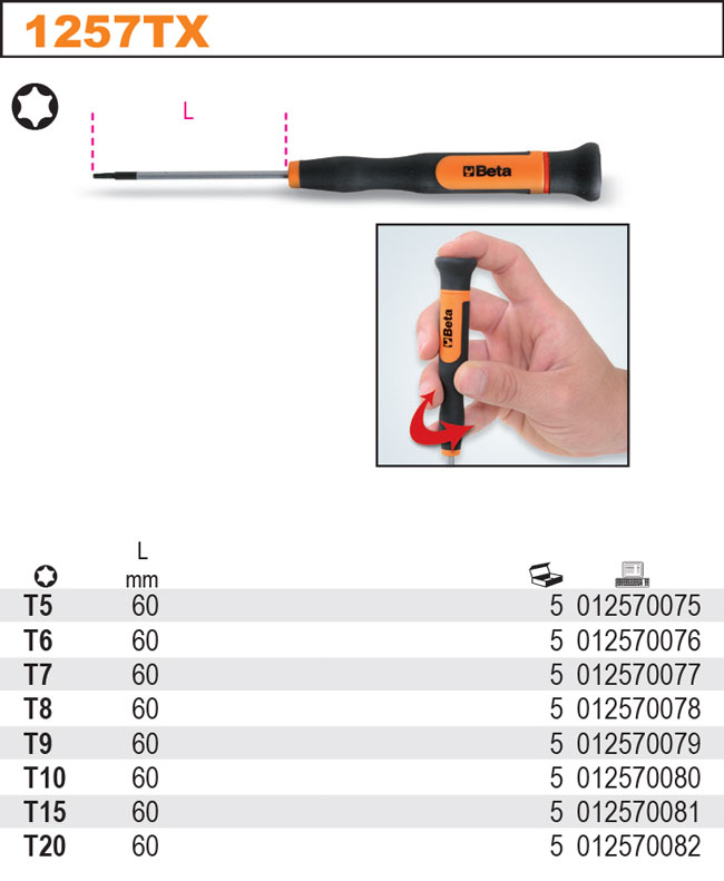 ŠROUBOVÁK PRECIZNÍ PROFIL TORX-MODEL 1257TX T15
