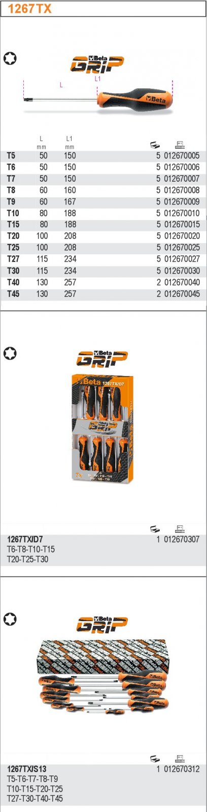 ŠROUBOVÁK PROFIL TORX BETAGRIP-MODEL 1267TX  T40 L 130MM