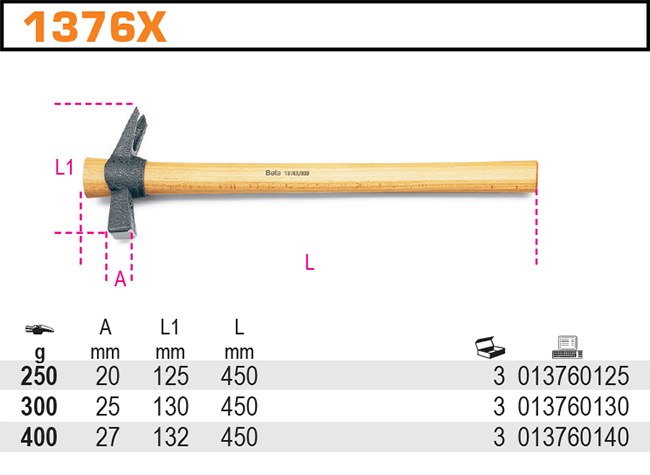 KLADIVO STOLAŘSKÉ DŘEVĚNÁ RUKOJEŤ-MODEL 1376X 400G
