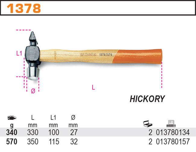 KLADIVO S KULATÝM NOSEM PŘÍČNÝM-MODEL 1378 340