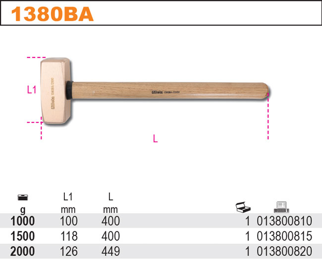 KLADIVO OBUCHOVÉ NEJISKŘÍCÍ-MODEL 1380BA 2000G