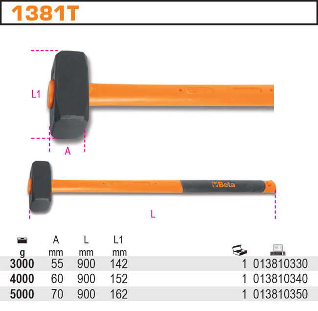 KLADIVO OBOURUČNÍ RUKOJEŤ Z PVC-MODEL 1381T 3000G