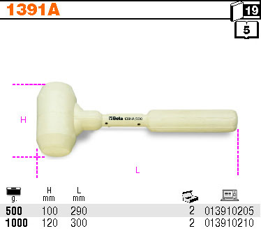 KLADIVO GUMOVÉ PRO OBKLÁDAČE-MODEL 1391A 1000G