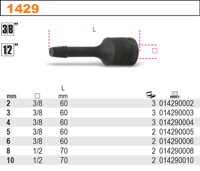 HLAVICE 3/8'' S KONCOVKOU DO KOLÍKŮ-MODEL 1429 4MM''