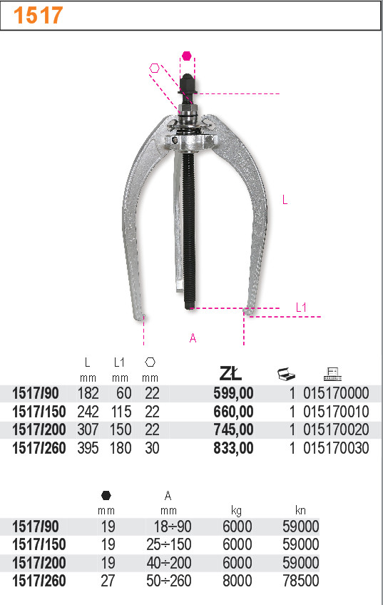 STAHOVÁK TŘÍRAMENNÝ S HOUPACÍMI RAMENY-MODEL 1517 150MM