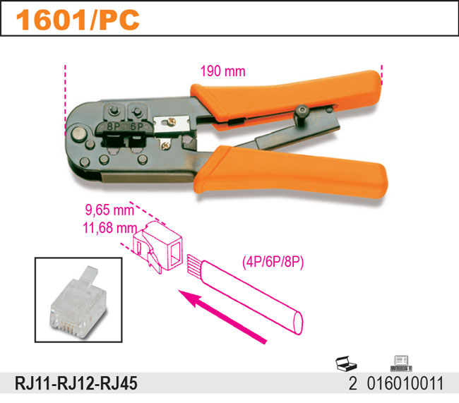KLEŠTĚ ZATISKACÍ NA TELEFONNÍ KABELY-MODEL 1601/PC