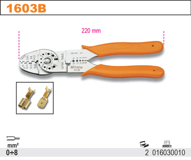 KLEŠTĚ ZATISKACÍ NA KABELOVÉ KONCOVKY-MODEL 1603B 0-8 MM