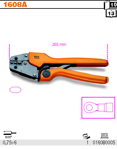 KLEŠTĚ ZATISKACÍ NA KABELOVÉ KONCOVKY-MODEL 1608A 0,75-6MM