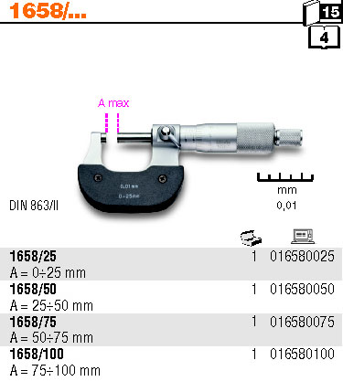 MIKROMETR VNĚJŠÍ-MODEL 1658 25-50MM