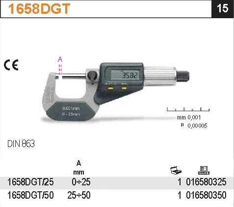 MIKROMETR VNĚJŠÍ-MODEL 1658DGT 25-50MM