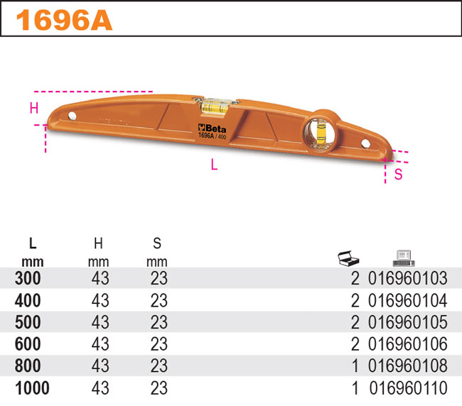 VODOVÁHA S 2 LIBELAMI-MODEL 1696A 800MM