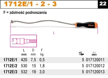 DRŽÁK MAGNETICKÝ-MODEL 1712E 532MM FLEXIBILNÍ 3,0KG