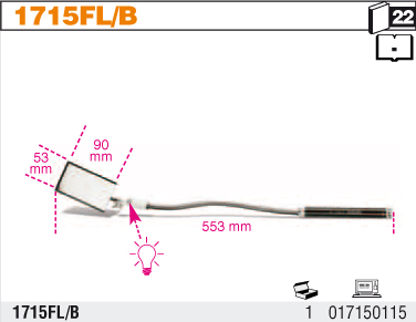 INSPEKČNÍ ZRCÁTKO OSVĚTLENÉ-MODEL 1715FL 553MM