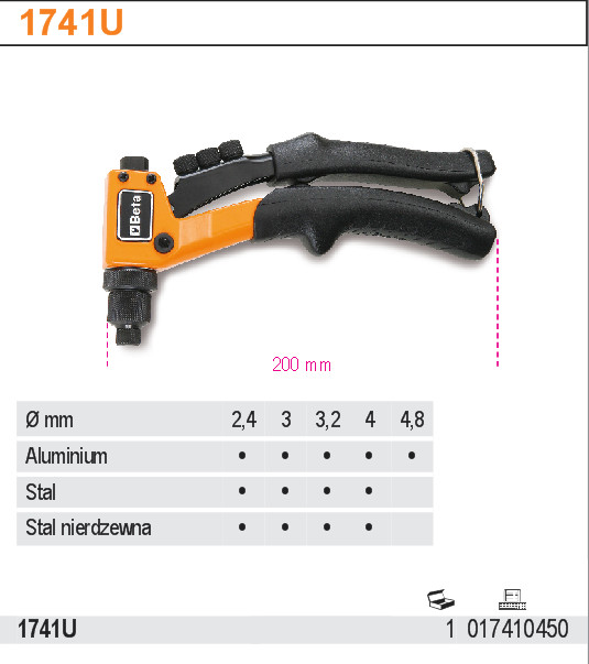 NÝTOVACÍ KLEŠTĚ KOMPAKT-MODEL 1741U, BLISTR