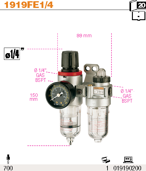 SADA NA ZESÍLENÍ VZDUCHU-MODEL 1919FE  1/4'' 750L/MIN''