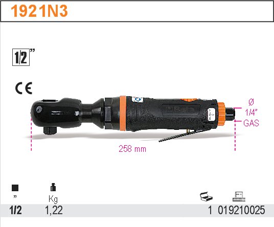 PNEUMATICKÁ RÁČNA-MODEL 1921N3 1/2'' OBOUSMĚRNÁ S MECHANICKOU ZÁPADKOU 68NM''