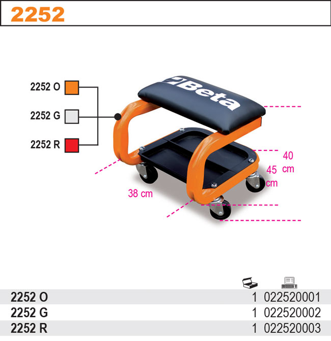 TABURET NA KOLEČKÁCH ČERVENÝ-MODEL 2252R