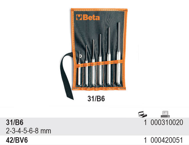 SADA VYRÁŽEČŮ CYLINDRICKÝCH-MODEL 31/B6 6 KS 2-8 MM V POUZDŘE