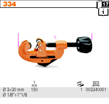 Odřezávač trubek na trubky z mědi a lehkých slitin MODEL 334, FI 3 - 30 MM, 1/8'' - 1.1/8''