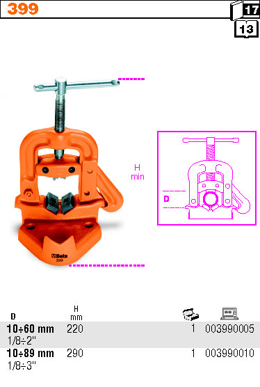 SVĚRÁK NA TRUBKY-MODEL 399/10-89 FI 10 - 89 MM, 1/8''- 3''