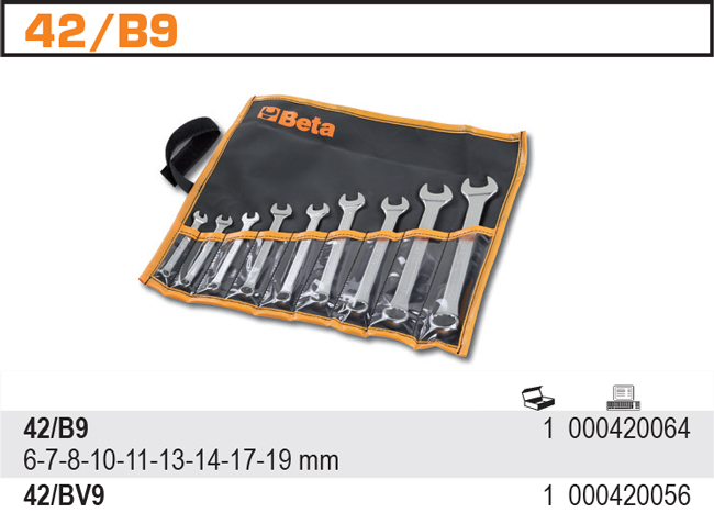 SADA OČKOPLOCHÝCH KLÍČŮ-MODEL 42/B9 9 KS 6-19 MM V POUZDŘE