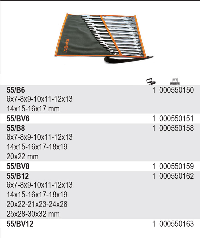 SADA PLOCHÝCH KLÍČŮ OBOUSTRANNÝCH-MODEL 55/B8 8 KS 6-32MM,  V POUZDŘE
