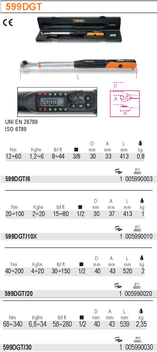 KLÍČ MOMENTOVÝ ELEKTRONICKÝ ROZSAH 68-340NM ZABÍRÁK 1/2''