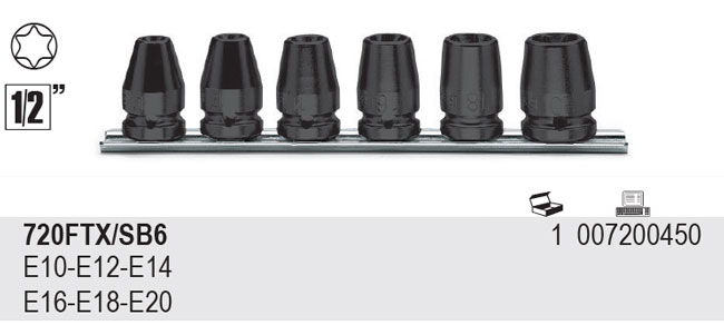 SADA NÁSTRČNÝCH HLAVIC RÁZOVÝCH PROFIL TORX VNITŘNÍ-MODEL 720FTX/SB6 6 KS 720FTX