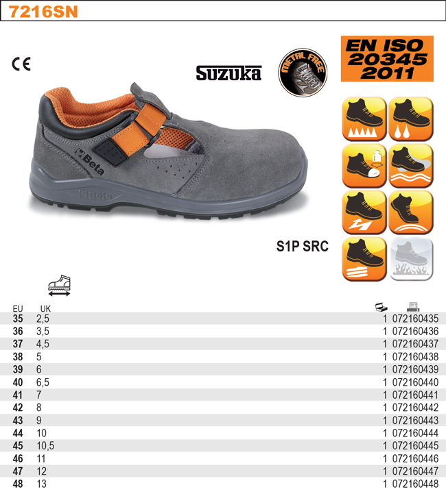 BEZPEČNOSTNÍ SANDÁLY S1P SEMIŠOVÉ PERFOROVANÉ-MODEL 7216SN VELIKOST 40
