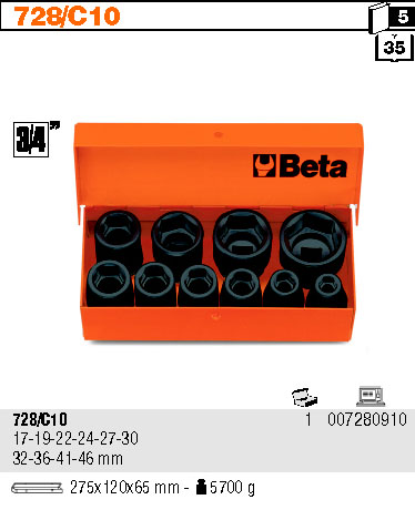 SADA NÁSTRČNÝCH HLAVIC-MODEL 728 17-46MM 10 KC