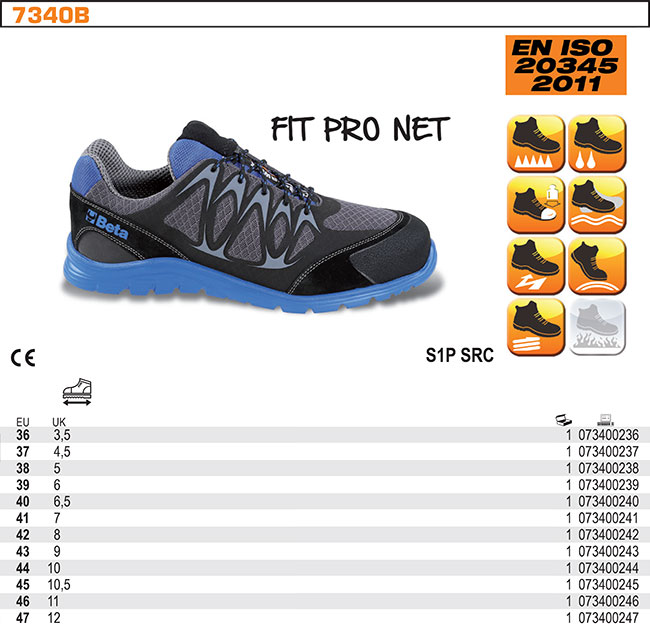 POLOBOTKY BEZPEČNOSTNÍ  Z SÍTKY MODEL 7340B  ROZMĚR  40
