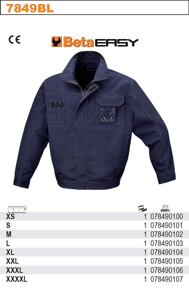 PRACOVNÍ BUNDA BETA EASY BASIC, PLÁTNO T/C, 245 G/M2, ELASTICKÝ STAHOVÁK V PASE, BARVA TMAVĚ MODRÁ, MODEL 7849BL VELIKOST XXL
