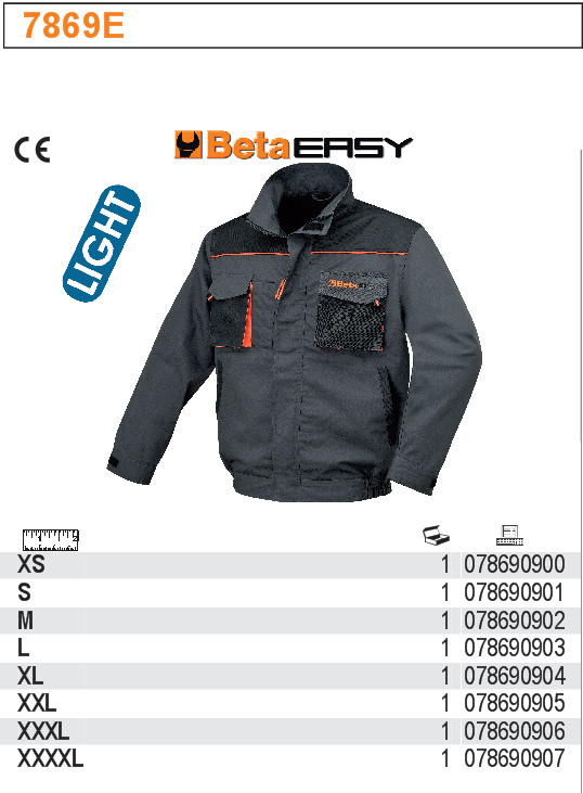 BUNDA PRACOVNÍ EASY LIGHT MATERIÁL T/C VSTAVKY OXFORD 180GR ŠEDÁ-MODEL 7869E ROZMĚR  XXXXL