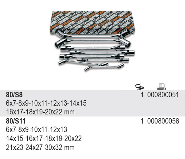 SADA NÁSTRČNÝCH KLÍČŮ OBOUSTRANNÝCH-MODEL 80/S8 8 KS 6-22MM, V KARTONU